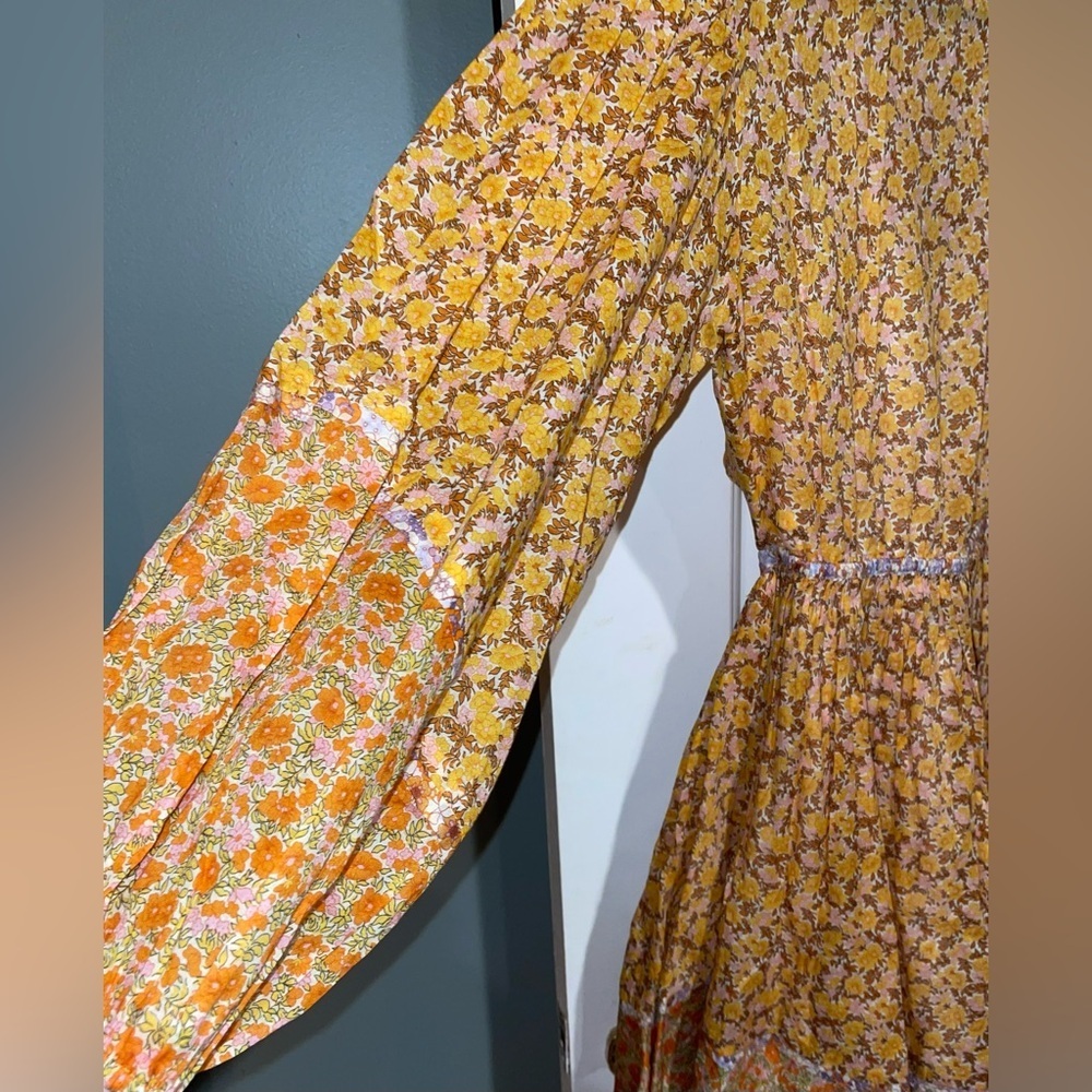 New! Maje Risso Yellow Floral Cut-Out Mini Long Sleeve Dress 🌼 Small - Picture 14 of 16